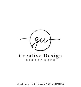 Letra inicial logotipo de caligrafía de GU manuscrito. Alfabeto escrito a mano en la plantilla de logotipo. Letras y alfabeto para el diseño de su logotipo.
