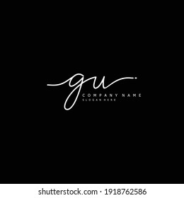 Initial letter GU calligraphy handwritten logo. Handwritten alphabet in the logo template. Letters and Alphabet for your logo design.