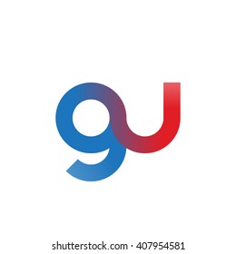 initial letter gu linked circle lowercase logo blue red