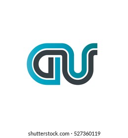 Initial Letter GU Linked Design Logo Blue Black
