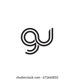 Initial letter gu, linked outline rounded lowercase, monogram black