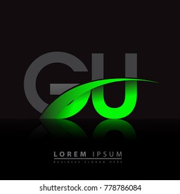 initial letter GU logotype company name colored green and black swoosh design. vector logo for business and company identity.
