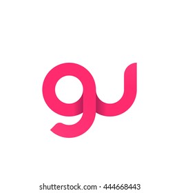 initial letter gu modern linked circle round lowercase logo pink