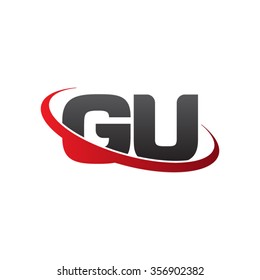 initial letter GU swoosh ring company logo red black