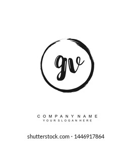 Initial letter GV beautiful handwriting logo vector template