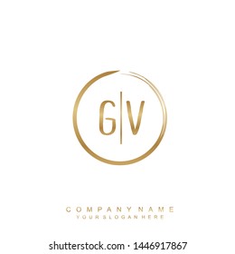 Initial letter GV beautiful handwriting logo vector template