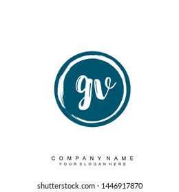 Initial letter GV beautiful handwriting logo vector template