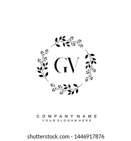 Initial letter GV beautiful handwriting logo vector template