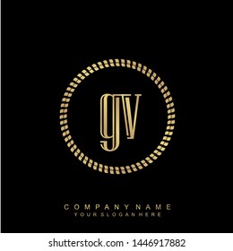 Initial letter GV beautiful handwriting logo vector template