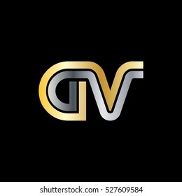 Initial Letter GV CV Linked Design Logo Gold Silver