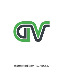 Initial Letter GV CV Linked Design Logo Green Black