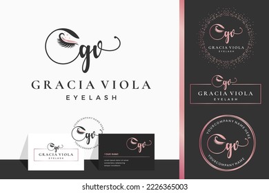 Initial letter GV G lash Eyebrow Lashes eyelash extension logo design collection for Branding