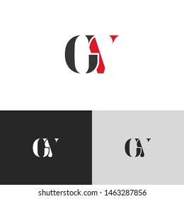 Initial Letter gv g v uppercase modern logo design template elements. red letter Isolated on black white grey background. Suitable for business, consulting group company.