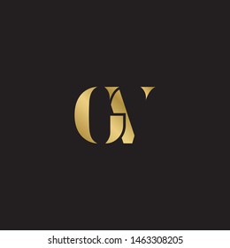 Initial letter gv g v  uppercase modern logo design template elements. Gold letter Isolated on black  background. Suitable for business, consulting group company.