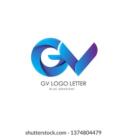 Initial Letter gv Linked Circle Lowercase Logo Blue Icon Design Template Element with gradient - Vector