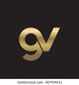 initial letter gv linked circle lowercase logo gold black background