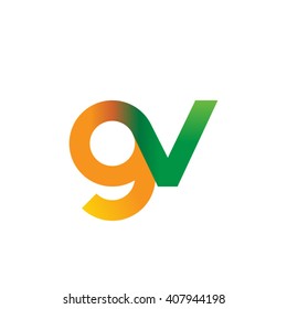 initial letter gv linked circle lowercase logo orange green