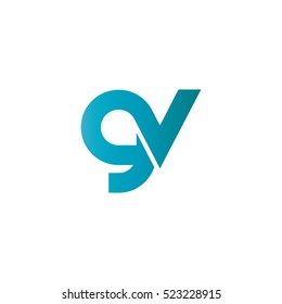Initial Letter GV Linked Design Logo Blue