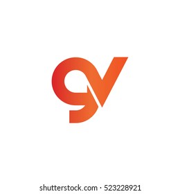Initial Letter GV Linked Design Logo Red Orange