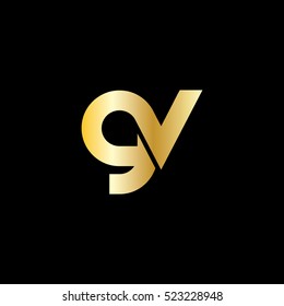 Initial Letter GV Linked Design Logo Gold