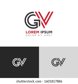 Initial Letter GV linked uppercase overlap modern logo design template. Suitable for business, consulting group company