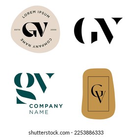Plantilla de vector de diseño de logotipo de GV de carta inicial
