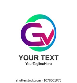 Initial letter GV logo template colorfull circle design for business and company identity