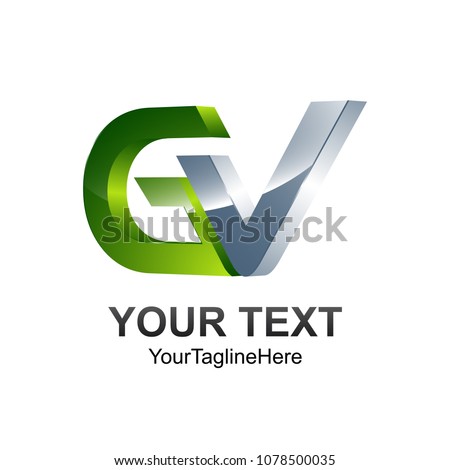 Initial letter GV logo template colored silver green design for business and company identity