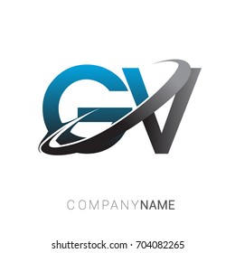 initial letter GV logotype company name colored blue and grey swoosh design. logo design for business and company identity.