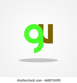 Initial letter GV lowercase logo design template leaf green brown