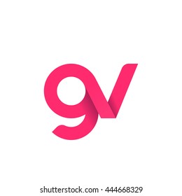 initial letter gv modern linked circle round lowercase logo pink