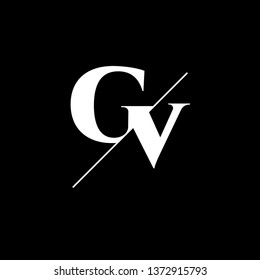Initial Letter GV Monogram Sliced. Logo template isolated on black background