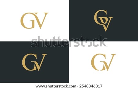 Initial Letter GV, Serif Font Logo Design Vector