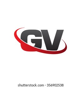 initial letter GV swoosh ring company logo red black
