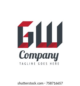 Initial Letter GW Design Logo With Square