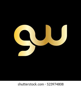 Initial Letter GW Linked Design Logo Gold
