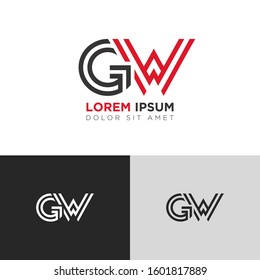 Initial Letter GW linked uppercase overlap modern logo design template. Suitable for business, consulting group company