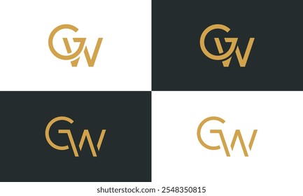 Diseño inicial del logotipo de la letra GW, concepto del Vector gráfico de la fuente de la tipografía