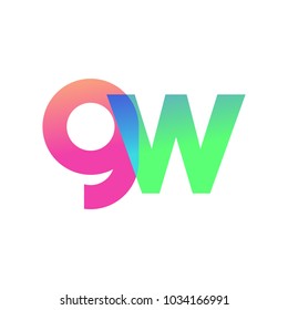 Initial Letter GW Lowercase Logo green, pink and Blue, Modern and Simple Logo Design.