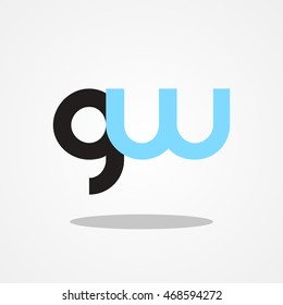 Initial letter GW lowercase logo design template black blue sky color