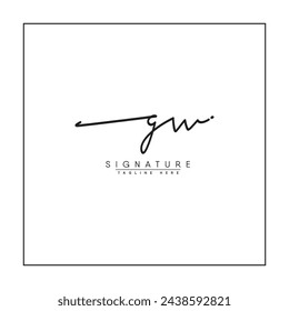 Plantilla del logotipo del vector de la letra inicial GW en estilo de la firma manuscrita