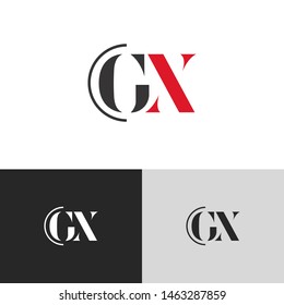 Initial Letter gx g x uppercase modern logo design template elements. red letter Isolated on black white grey background. Suitable for business, consulting group company.