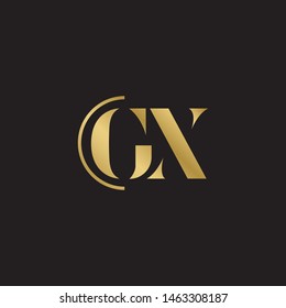 Initial letter gx g x  uppercase modern logo design template elements. Gold letter Isolated on black  background. Suitable for business, consulting group company.