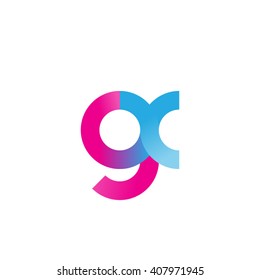 initial letter gx linked circle lowercase logo pink blue purple