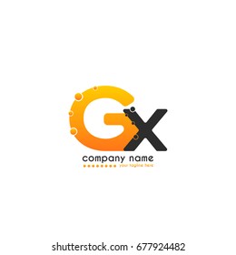 Initial Letter GX linked design with bubble in orange color. Vector icon symbol logo illustration eps10