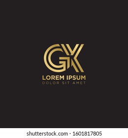 Initial Letter GX linked uppercase overlap modern gold logo vector design template. Suitable for business, consulting group company.