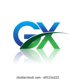 initial letter GX logotype company name colored blue and green swoosh design. vector logo for business and company identity.
