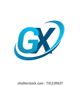 initial letter GX logotype company name colored blue swoosh design concept. vector logo for business and company identity.