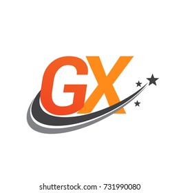 initial letter GX logotype company name colored orange and grey swoosh star design. vector logo for business and company identity.