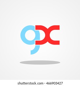 Initial letter GX lowercase logo design template blue sky red